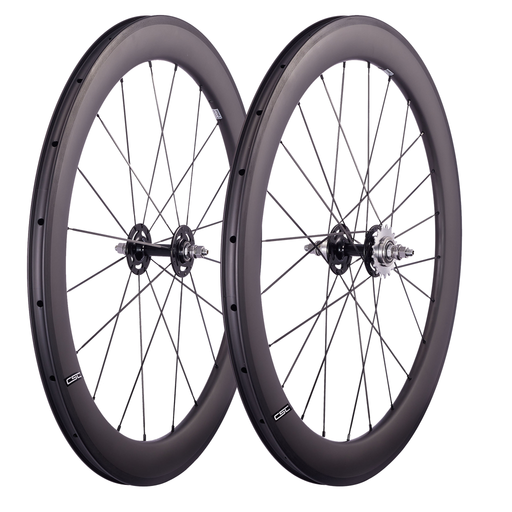 CSC 38mm 50mm 60mm 88mm Clincher Tubeless Carbon Fiber Track bike wheels Flip Flop Bicycle wheelset 25mm rim Width V Brake