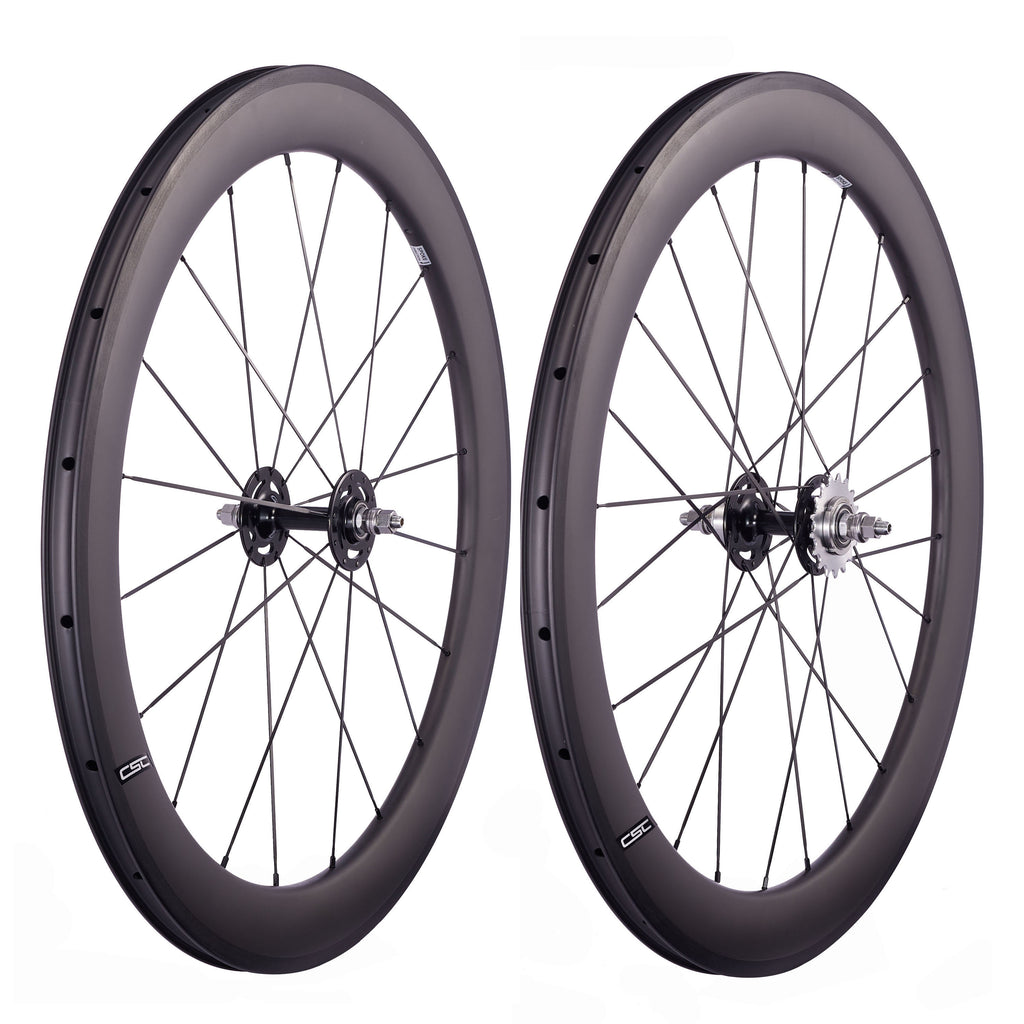 CSC 38mm 50mm 60mm 88mm Clincher Tubeless Carbon Fiber Track bike wheels Flip Flop Bicycle wheelset 25mm rim Width V Brake