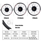Envío desde Stock del Reino Unido Kit de Conversión para Bicicleta Eléctrica MTX 26" 27.5" 29" 48V 1000W 1500W Rueda de Motor Trasera para Ebike con Batería