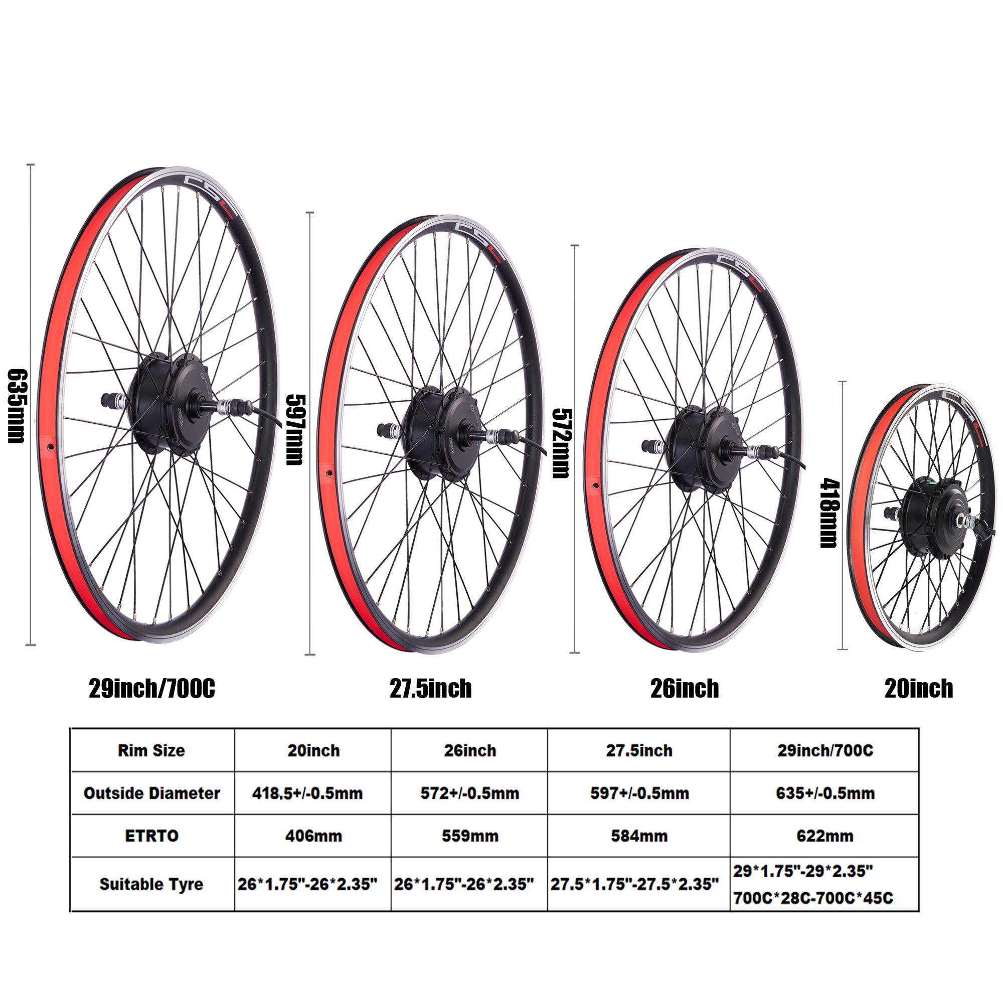 Ship from UK Conversion Kit Cycling Motor 36V 48V 26 27 28 29 inch Electric Bike Kit Free Tax include Battery