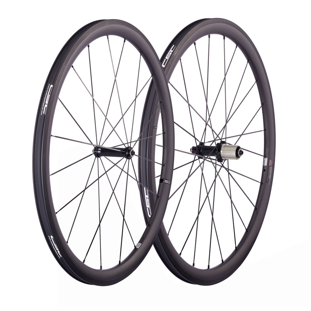 Inventario Europa Juego de Ruedas de Carbono CSC para Bicicleta 25mm Ancho Perfil U 38mm 50mm 60mm Ruedas de Carretera de Carbono sin Cámara AS511SB FS522SB Buje de Tracción Directa Radios Pillar 1432