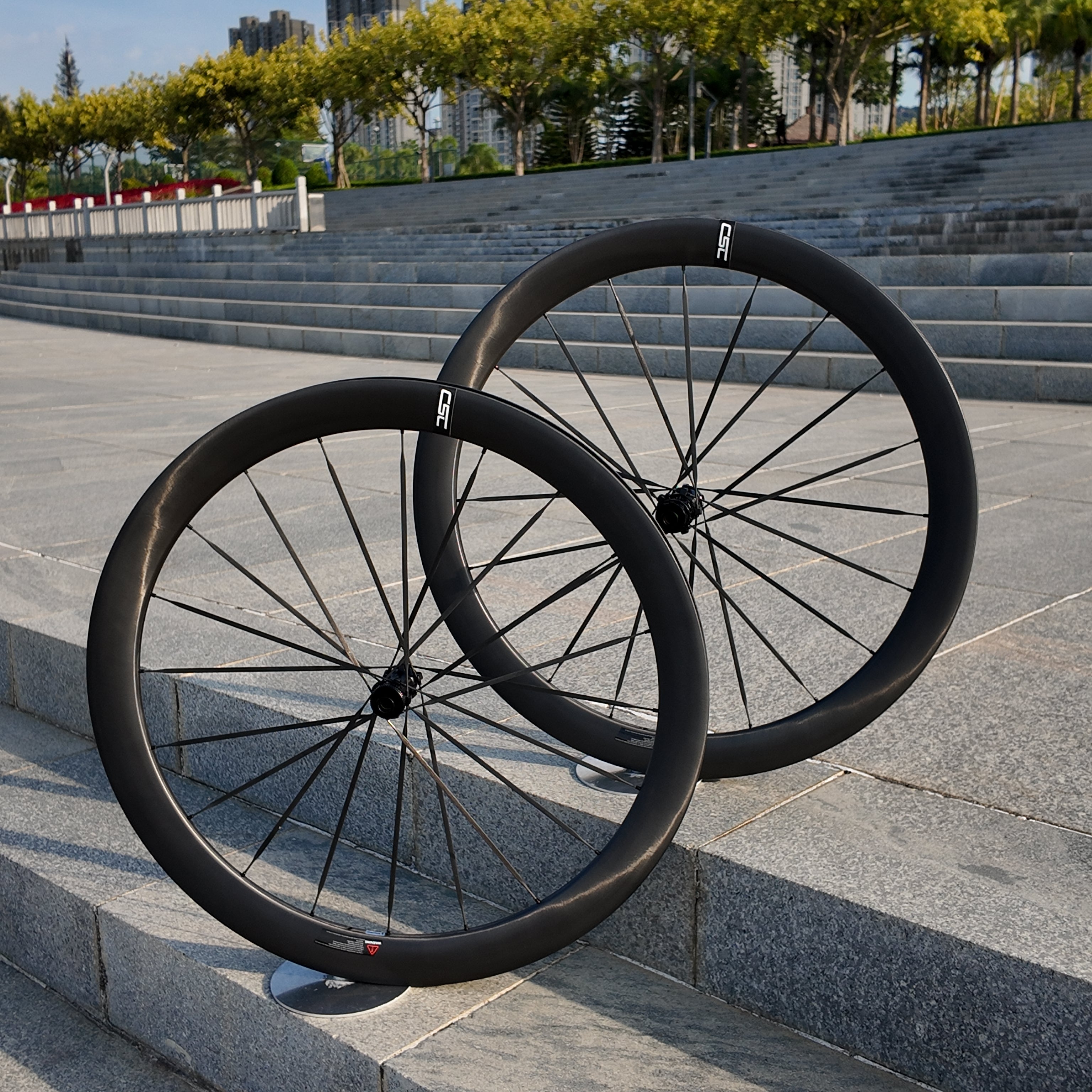 EU Stock | 1150g 35mm 40mm 50mm Hooked Tubeless Carbon Wheelset with Carbon Spokes 54T Ratchet Hub & Ceramic Bearings for 700C Gravel Bikes Paintless Carbon finish