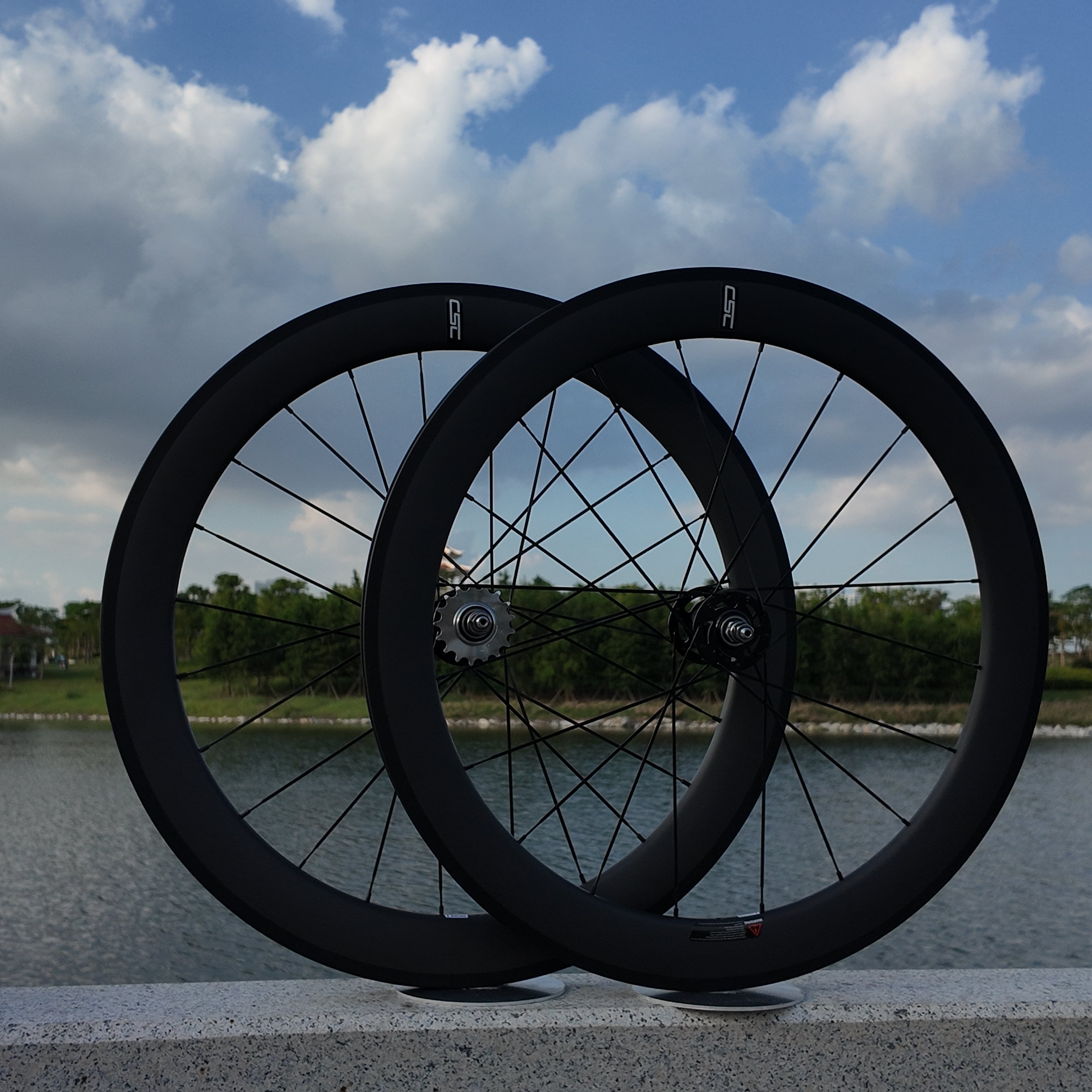 CSC 38mm 50mm 60mm 88mm Clincher Tubeless Carbon Fiber Track bike wheels Flip Flop Bicycle wheelset 25mm rim Width V Brake