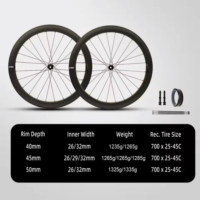 DLR 6.0 UCI 1235g 700C Disc Brake 40/45/50mm Ultralight Gravel Hooked Wheels — 54T Ratchet, 26/29/32mm Internal Rim Width, 3.3mm Carbon Spokes, UD Finish (Front or Rear Wheel Only)