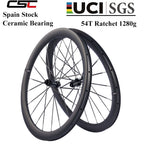 EU Stock | 1320g 50mm Hooked Tubeless Carbon Wheelset 28mm wide with Carbon Spokes 54T Ratchet Hub for 700C Gravel Bikes