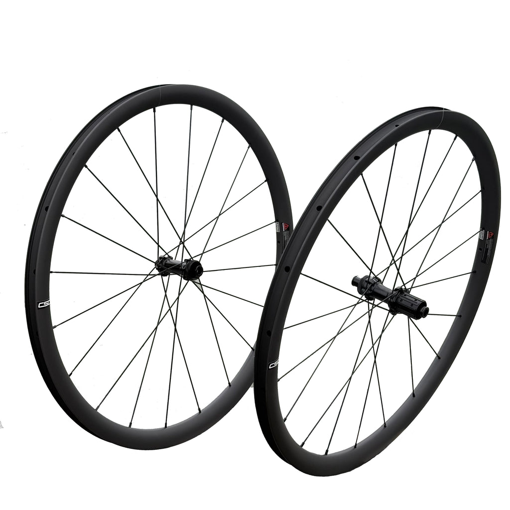 Ruote per bici da strada in fibra di carbonio 3K Brake Surface CSC Clincher Tubeless con mozzo V-brake a 4 nottolini, 38 mm, 45 mm, 50 mm, 55 mm, 60 mm, set di ruote per bicicletta, larghezza del cerchio 28 mm 